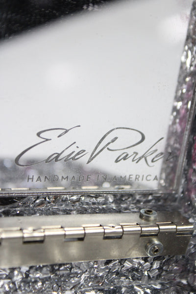 Edie Parker Womens Metal Cherry Diamond Print Clasp Clutch Handbag Silver