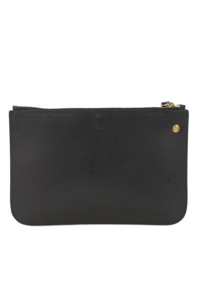 Mansur Gavriel Womens Leather Gold Zipper Wristlet Pouch Black