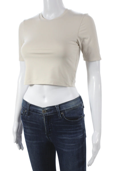 Kate Young X Splendid Women Basic Short Sleeve Crew Neck T-Shirt Beige Size XS