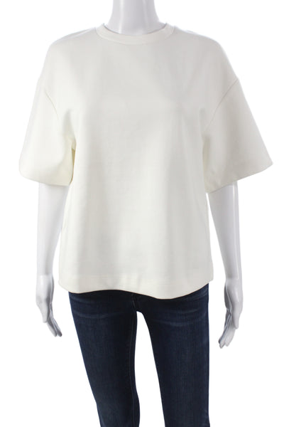 MNG Women Basic White Cotton Crew Neck Short Sleeve T-Shirt Size S