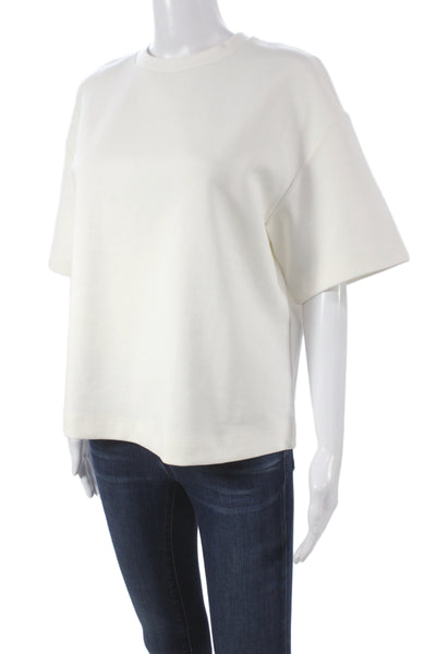MNG Women Basic White Cotton Crew Neck Short Sleeve T-Shirt Size S