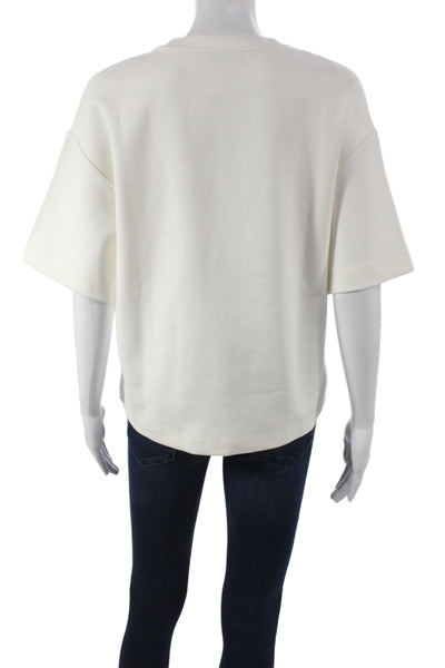 MNG Women Basic White Cotton Crew Neck Short Sleeve T-Shirt Size S