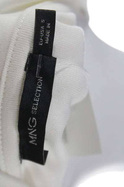 MNG Women Basic White Cotton Crew Neck Short Sleeve T-Shirt Size S