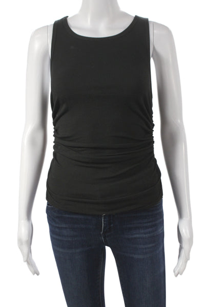 The Park Womens Basic Sleeveless Tank Black Round Neck Microtencel Size S
