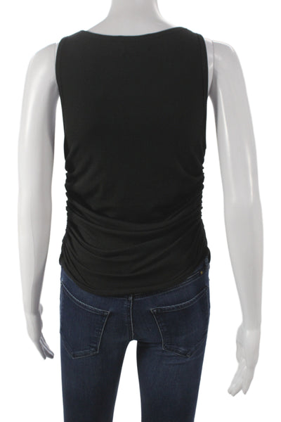 Selvi Women Basic Black Sleeveless Tank Round Neck Cotton Pullover Size S
