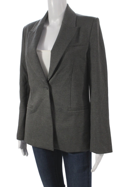 Quince Womens Linen Double Breasted Collared Buttoned Blazer Jacket Navy Size S