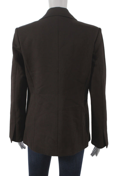 Quince Womens Darted Collared Buttoned Long Sleeve Blazer Brown Size S