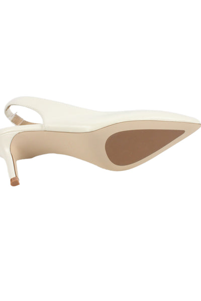 Quince Womens Leather Pointed Toe Kitten Heel Slingbacks White Size 8.5