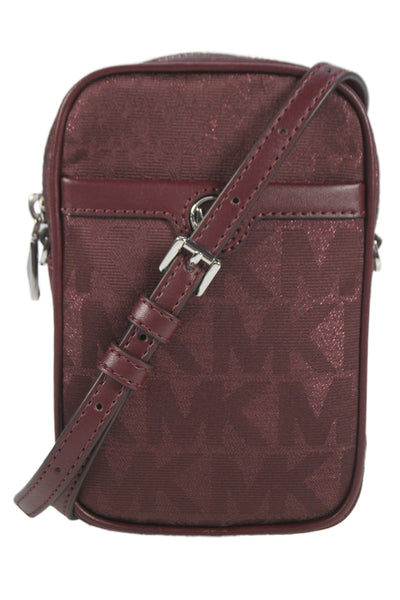 Michael Kors Womens Silver Tone Crossbody Shoulder Handbag Wine Purple