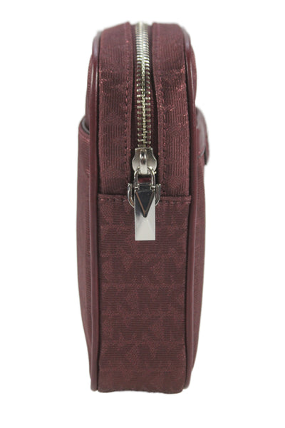 Michael Kors Womens Silver Tone Crossbody Shoulder Handbag Wine Purple