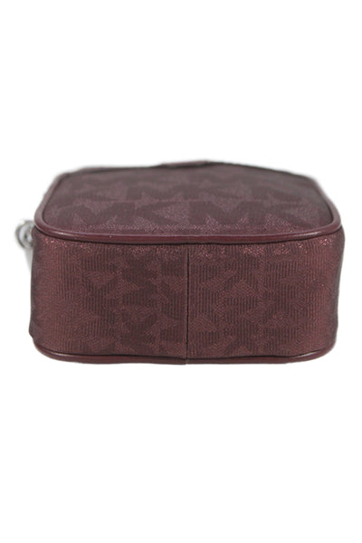 Michael Kors Womens Silver Tone Crossbody Shoulder Handbag Wine Purple
