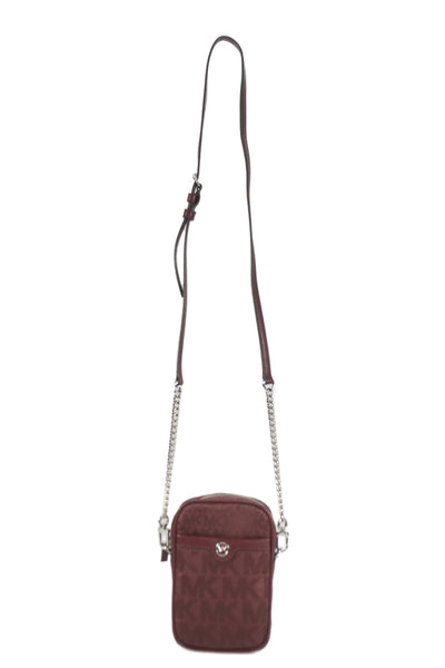 Michael Kors Womens Silver Tone Crossbody Shoulder Handbag Wine Purple