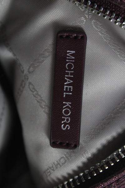 Michael Kors Womens Silver Tone Crossbody Shoulder Handbag Wine Purple