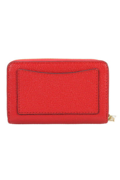 Michael Kors Womens Leather Gold Tone Zip Around Mini Card Wallet Red