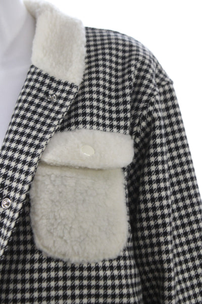 Yony Womens Basic Jacket Black Wool Check Snap Long Sleeve Fall Size S
