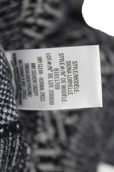 Theory Women Herringbone Wool Sweater Gray Long Sleeve Size S