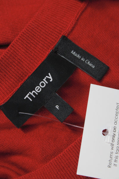 Theory Womens Red Pullover Sweater Short Sleeve Crew Neck Size XS Petite