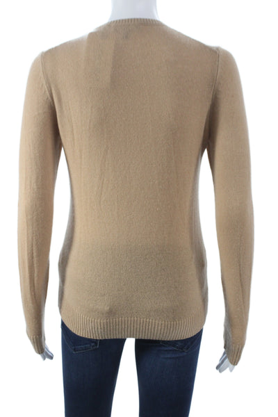 Theory Women Cashmere Crew Neck Solid Long Sleeve Pullover Beige Petite Size XS