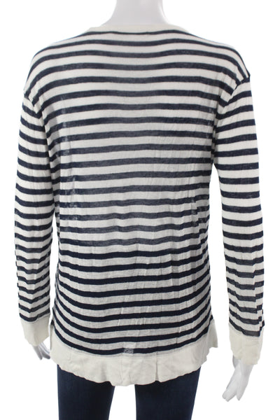 T Alexander Wang Womens Striped Blue Crew Neck 3/4 Sleeve Rayon T-Shirt Size XS