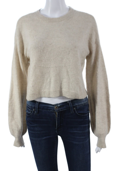 Alice + Olivia Women Beige 100% Cashmere Crew Neck Pullover Long Sleeve Size XS