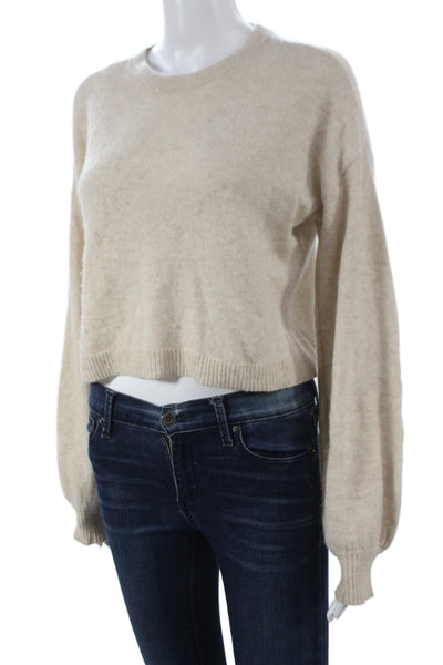 Alice + Olivia Women Beige 100% Cashmere Crew Neck Pullover Long Sleeve Size XS