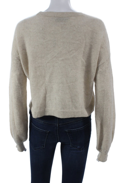 Alice + Olivia Women Beige 100% Cashmere Crew Neck Pullover Long Sleeve Size XS