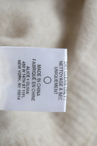 Alice + Olivia Women Beige 100% Cashmere Crew Neck Pullover Long Sleeve Size XS