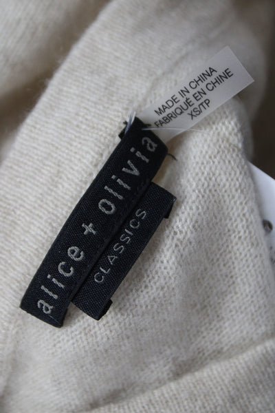 Alice + Olivia Women Beige 100% Cashmere Crew Neck Pullover Long Sleeve Size XS