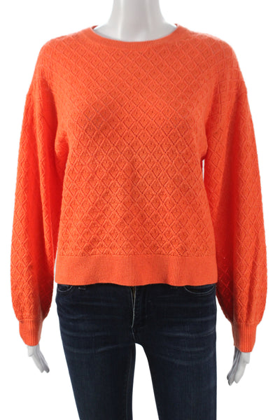 Alice + Olivia Womens Orange Argyle Pullover Sweater Size XS