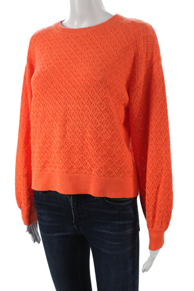 Alice + Olivia Womens Orange Argyle Pullover Sweater Size XS