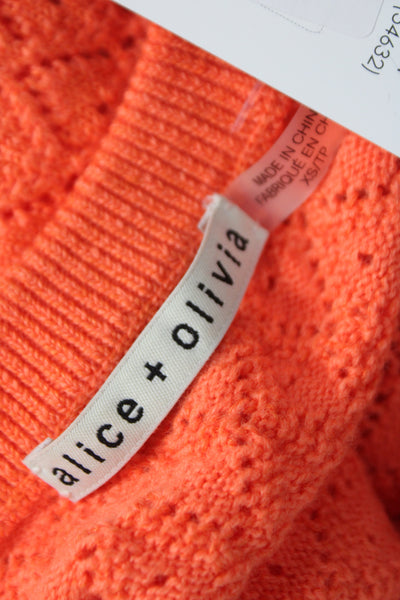 Alice + Olivia Womens Orange Argyle Pullover Sweater Size XS