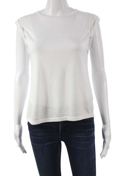 Alice + Olivia Womens Basic White Sleeveless Crew Neck T-Shirt Size XS