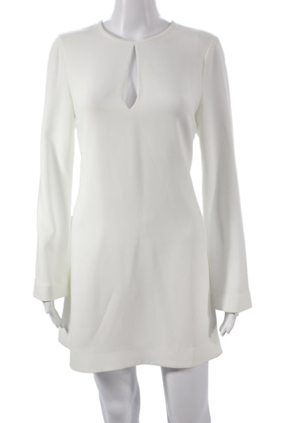 Elizabeth & James Women Shift Dress White Long Sleeve Round Neck Size 2