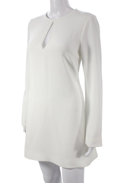 Elizabeth & James Women Shift Dress White Long Sleeve Round Neck Size 2