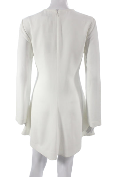 Elizabeth & James Women Shift Dress White Long Sleeve Round Neck Size 2
