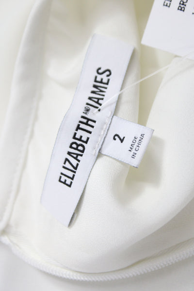 Elizabeth & James Women Shift Dress White Long Sleeve Round Neck Size 2