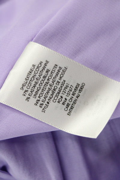 Alice + Olivia Women Sundress Purple Square Neck Knee Length Cotton Tie Size 0