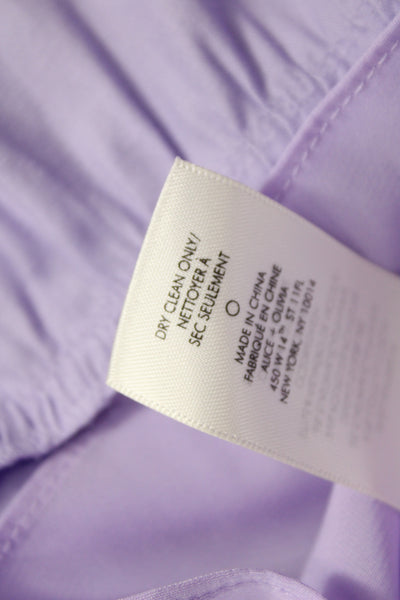 Alice + Olivia Women Sundress Purple Square Neck Knee Length Cotton Tie Size 0