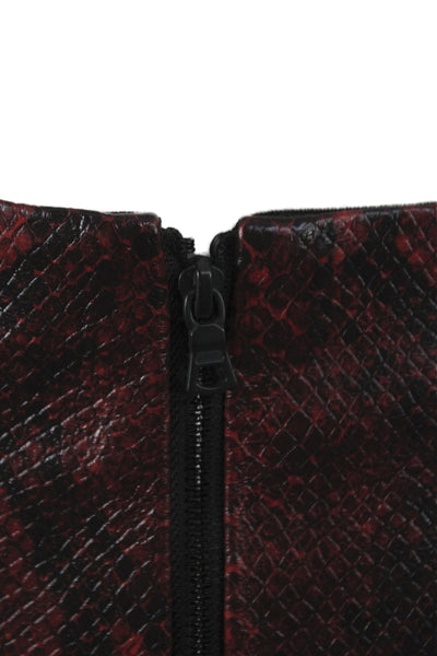 Alice + Olivia Women Red Lamb Leather Animal Print Mini Skirt Size 0