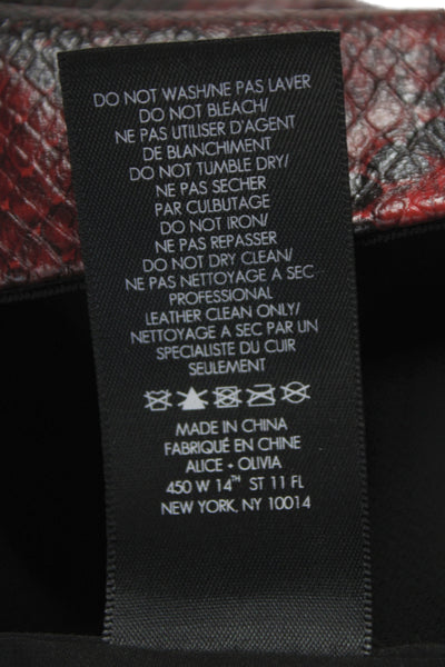 Alice + Olivia Women Red Lamb Leather Animal Print Mini Skirt Size 0
