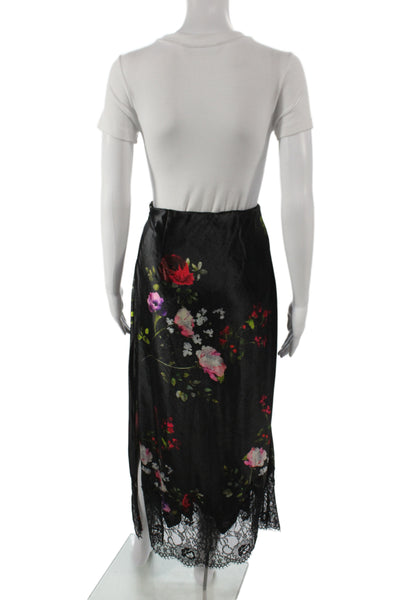 Alice + Olivia Women Maxi Skirt Black Floral Zip Size 0