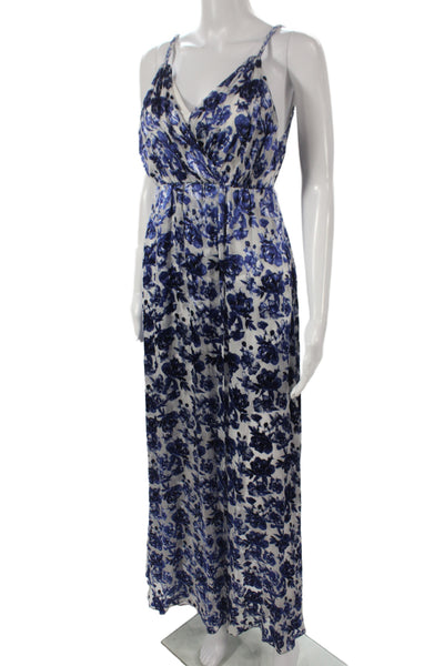 Alice + Olivia Women Floral V Neck Sleeveless Zip Midi Dress Viscose Size 0