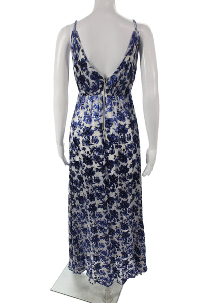Alice + Olivia Women Floral V Neck Sleeveless Zip Midi Dress Viscose Size 0