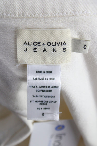 Alice + Olivia Women Shirt Dress Ivory Short Sleeve Tie Waist Size 0