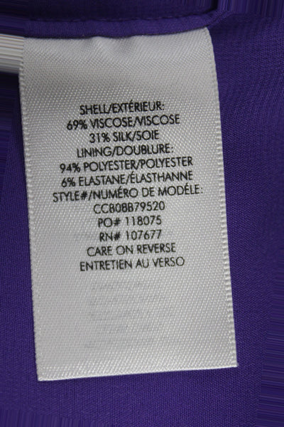 Alice + Olivia Women Maxi Dress Purple Floral V-Neck Short Sleeve Size 0