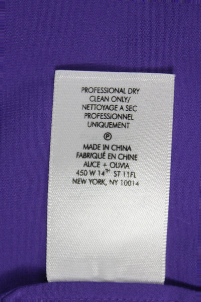 Alice + Olivia Women Maxi Dress Purple Floral V-Neck Short Sleeve Size 0
