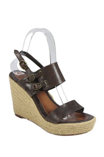 Tila March Paris Womens Wedge Heel Platform Espadrilles Sandals Brown Size 37