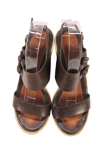 Tila March Paris Womens Wedge Heel Platform Espadrilles Sandals Brown Size 37