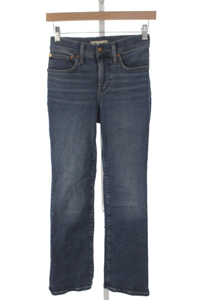 Madewell Women Cropped Mid Rise Blue Cotton Jeans Button Size 24