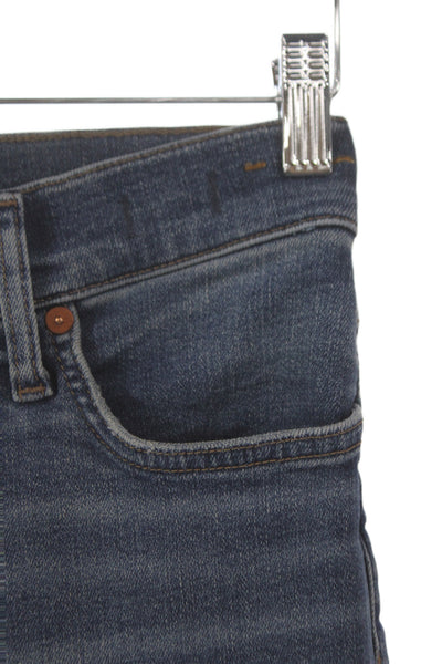 Madewell Women Cropped Mid Rise Blue Cotton Jeans Button Size 24